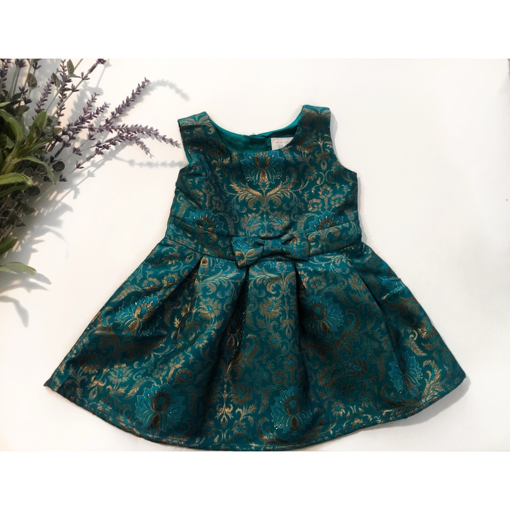 Green Floral Jacquard Dress